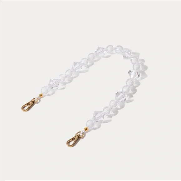 Bandolier Clear Beaded Phone Strap with Gold Accent - Picture 2 of 5